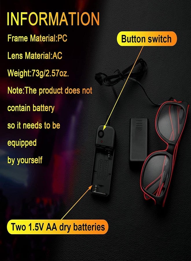 KANABEE نظارات KANABEE المضيئة بتقنية LED، نظارات نيون سلكية لحفلات الرقص الصاخبة، نظارات تتوهج في الظلام، مثالية لحفلات الأزياء التنكرية وحفلات موسيقى الرقص الإلكترونية، هدايا لحفلات الكريسماس المتوهجة - متعددة الألوان - Image 2